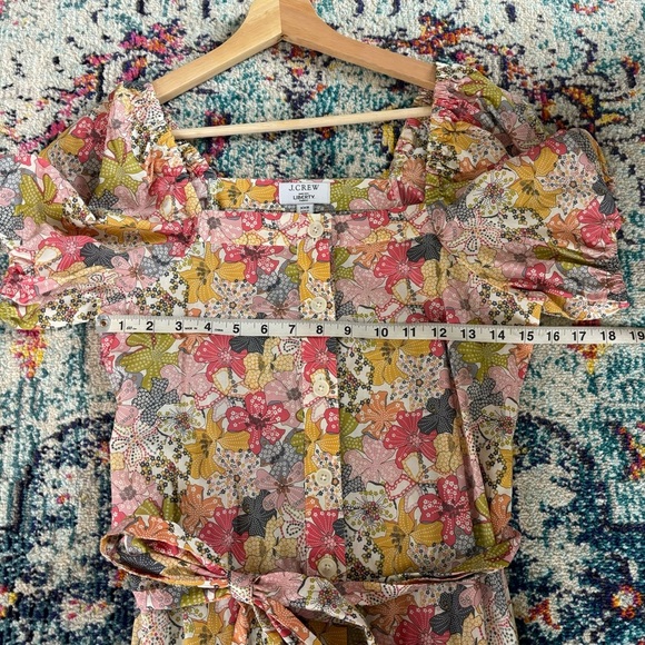 J. Crew Liberty Mauvy floral cottage puff sleeve button up midi dress - Picture 7 of 9